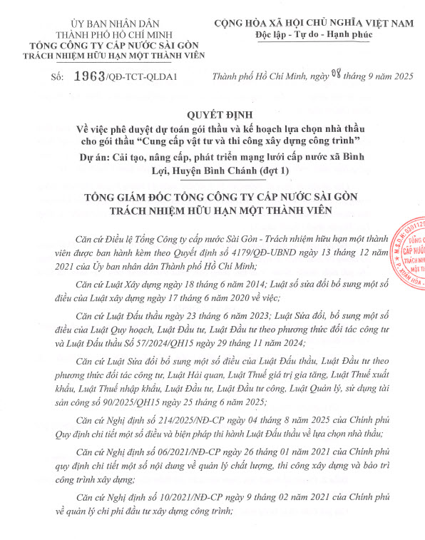 quyết định phê duyệt dự toán xây dựng